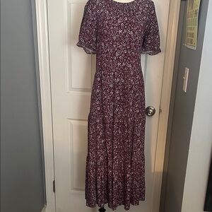J. Crew Factory Burgundy Floral Maxi Dress